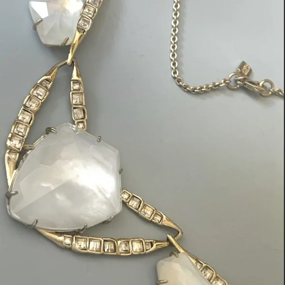 ALEXIS BITTAR Ms Havisham Starlight Mosaic Tile Gold White Pearlescent Necklace - Picture 12 of 12
